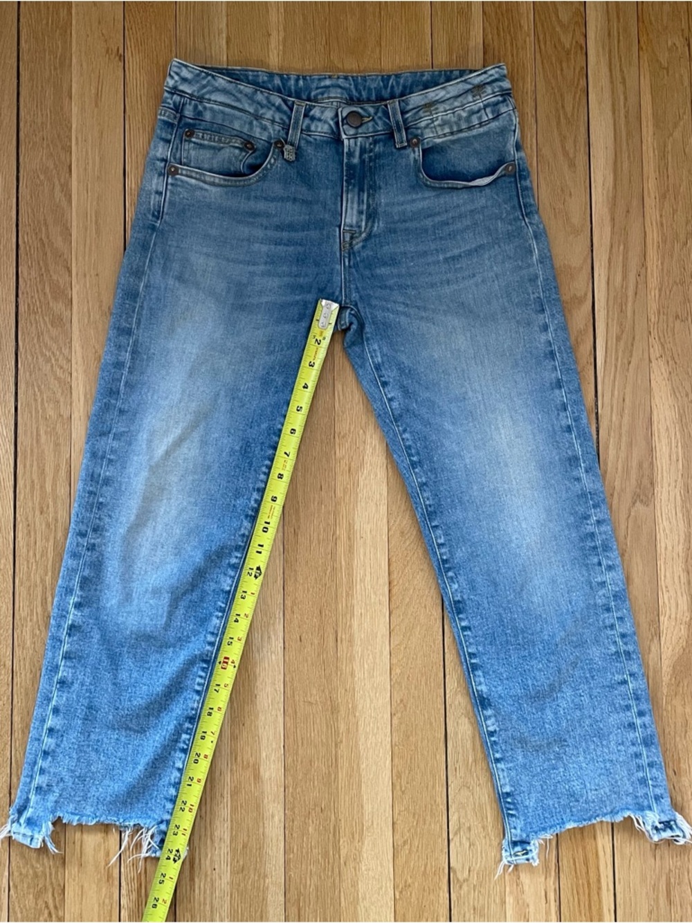 R13 Boy Rip Straight Leg Jeans in Jasper Stretch - Size 28 - Picture 5 of 9